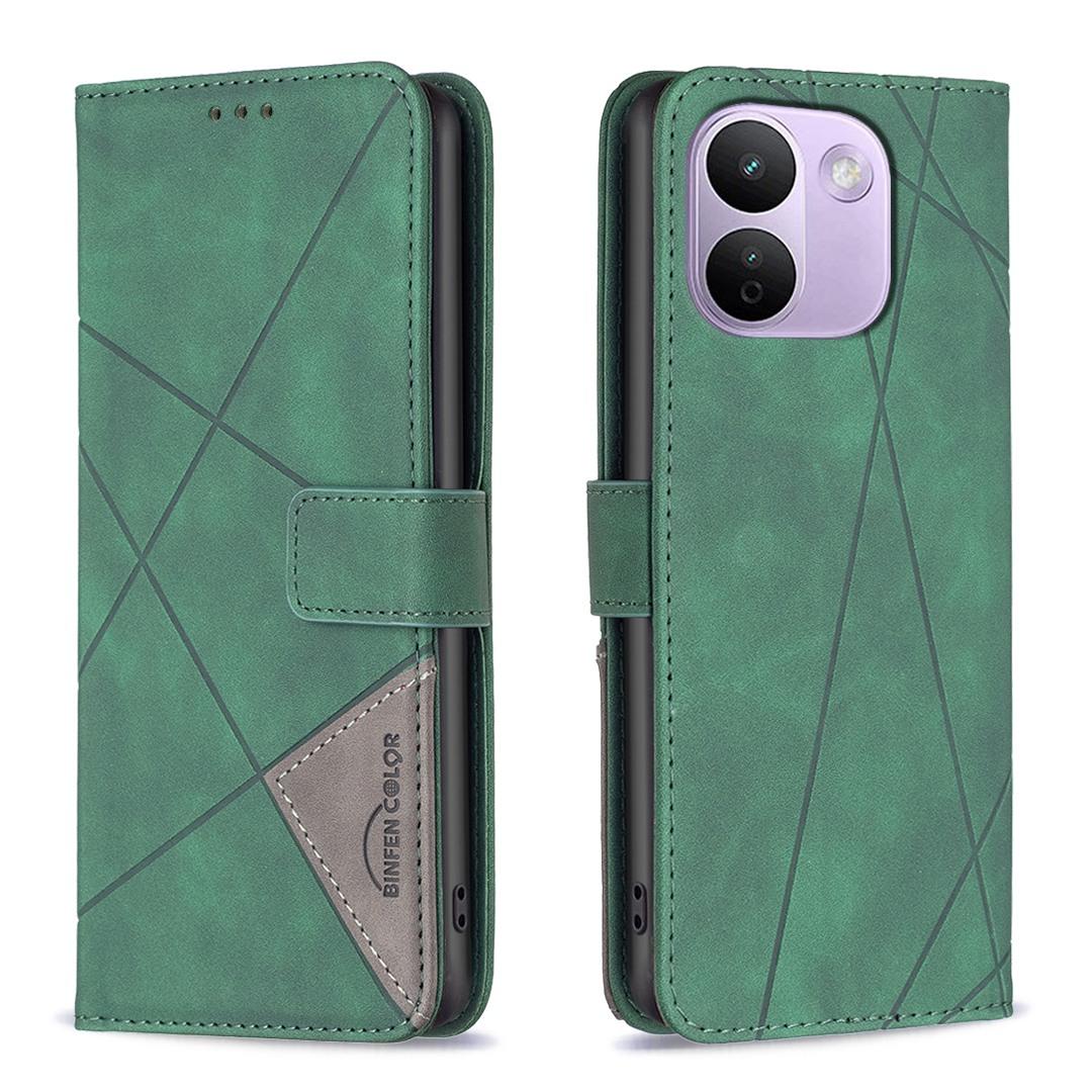 For Redmi Note 17 Pro+ 5G Global 163mm Magnetic Buckle Rhombus Texture Leather Phone Case(Green) - Shopkiz.com