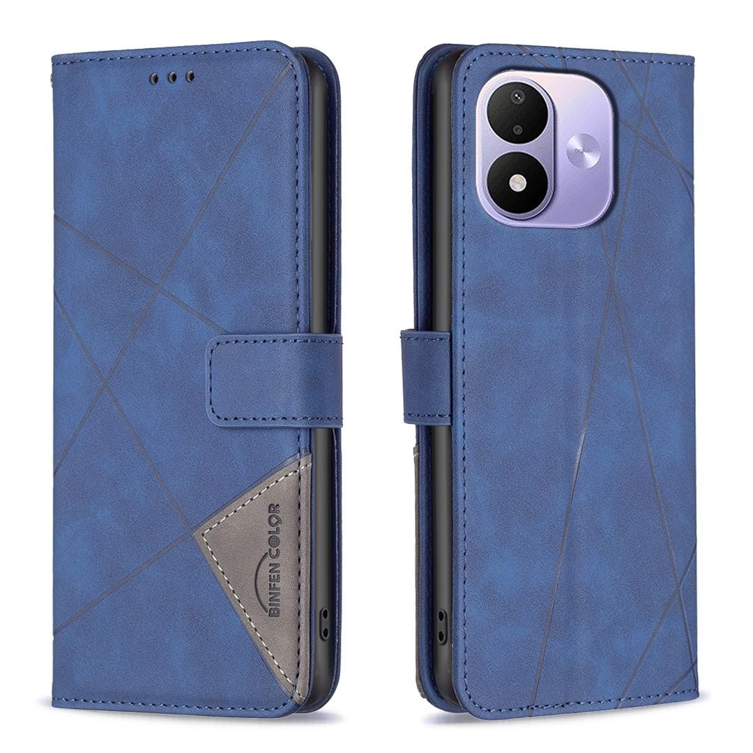 For Redmi Note 17 4G Global 171mm Magnetic Buckle Rhombus Texture Leather Phone Case(Blue) - Shopkiz.com