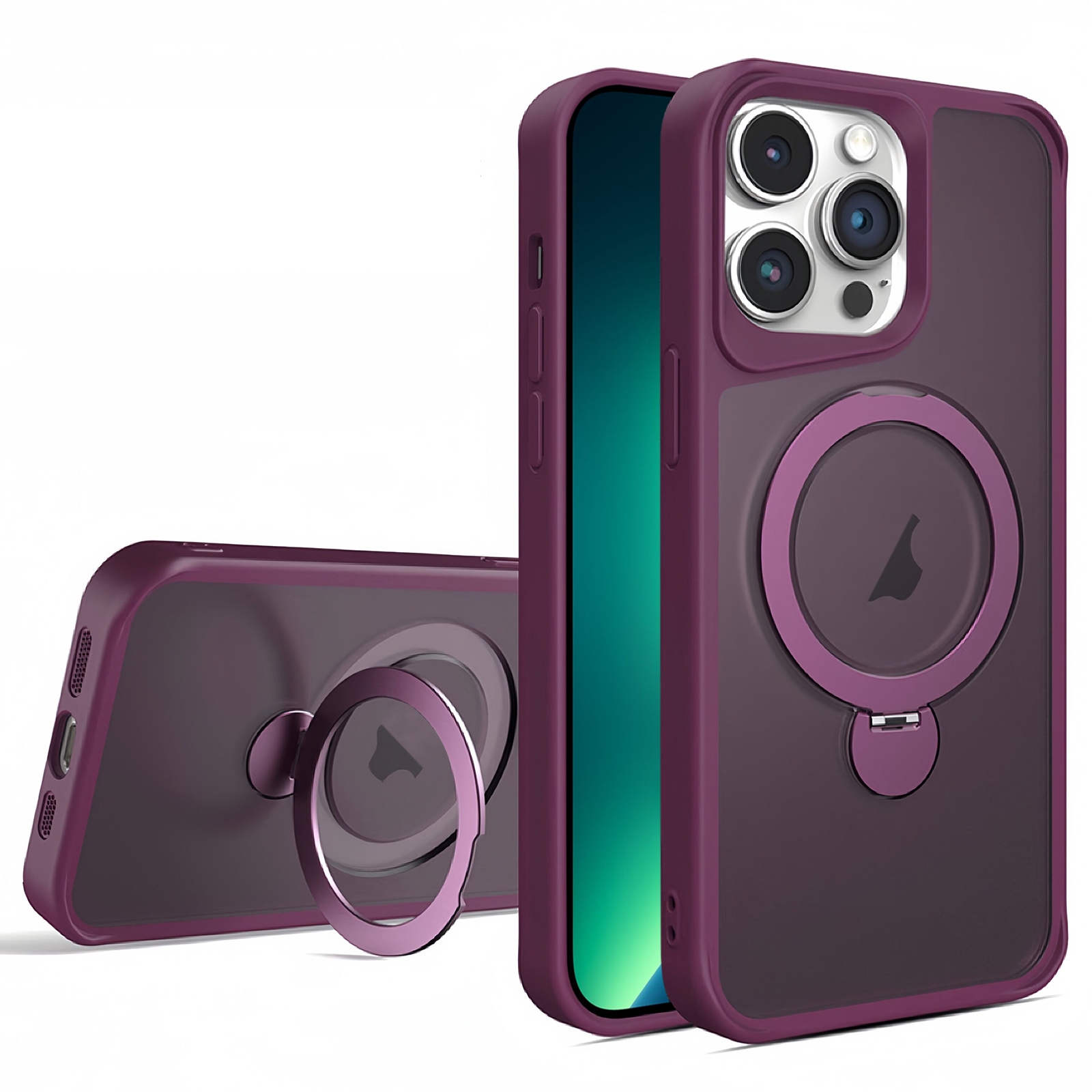 For iPhone 13 Pro Max Invisible Fulcrum Holder MagSafe Phone Case(Wine Red) - Shopkiz.com