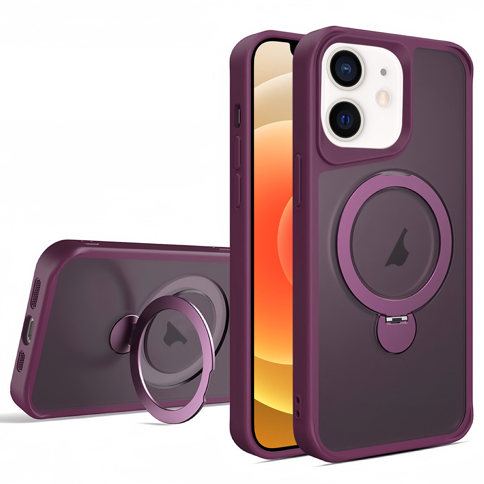 For iPhone 12 / 12 Pro Invisible Fulcrum Holder MagSafe Phone Case(Wine Red) - Shopkiz.com