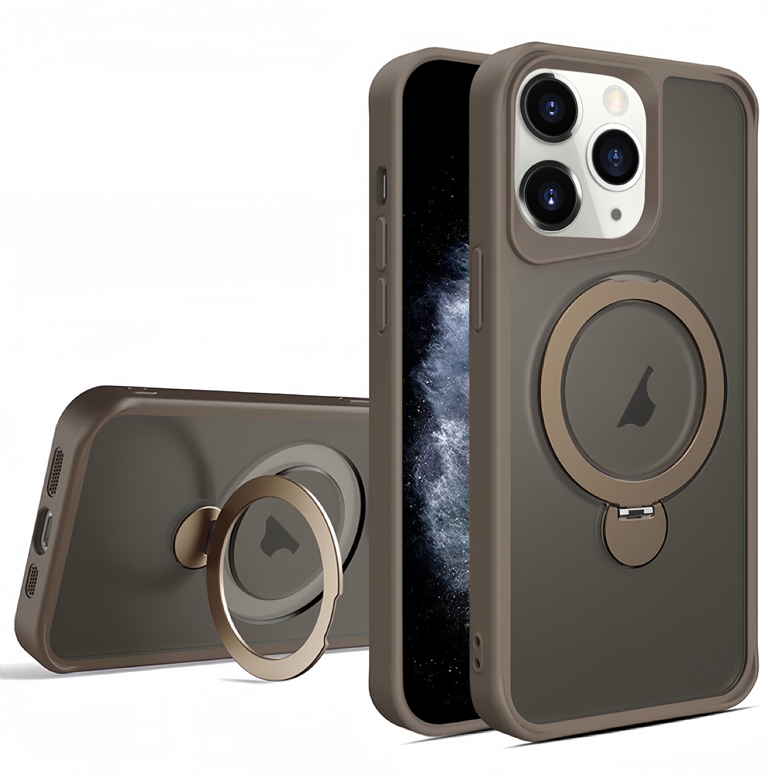 For iPhone 11 Pro Invisible Fulcrum Holder MagSafe Phone Case(Coffee) - Shopkiz.com