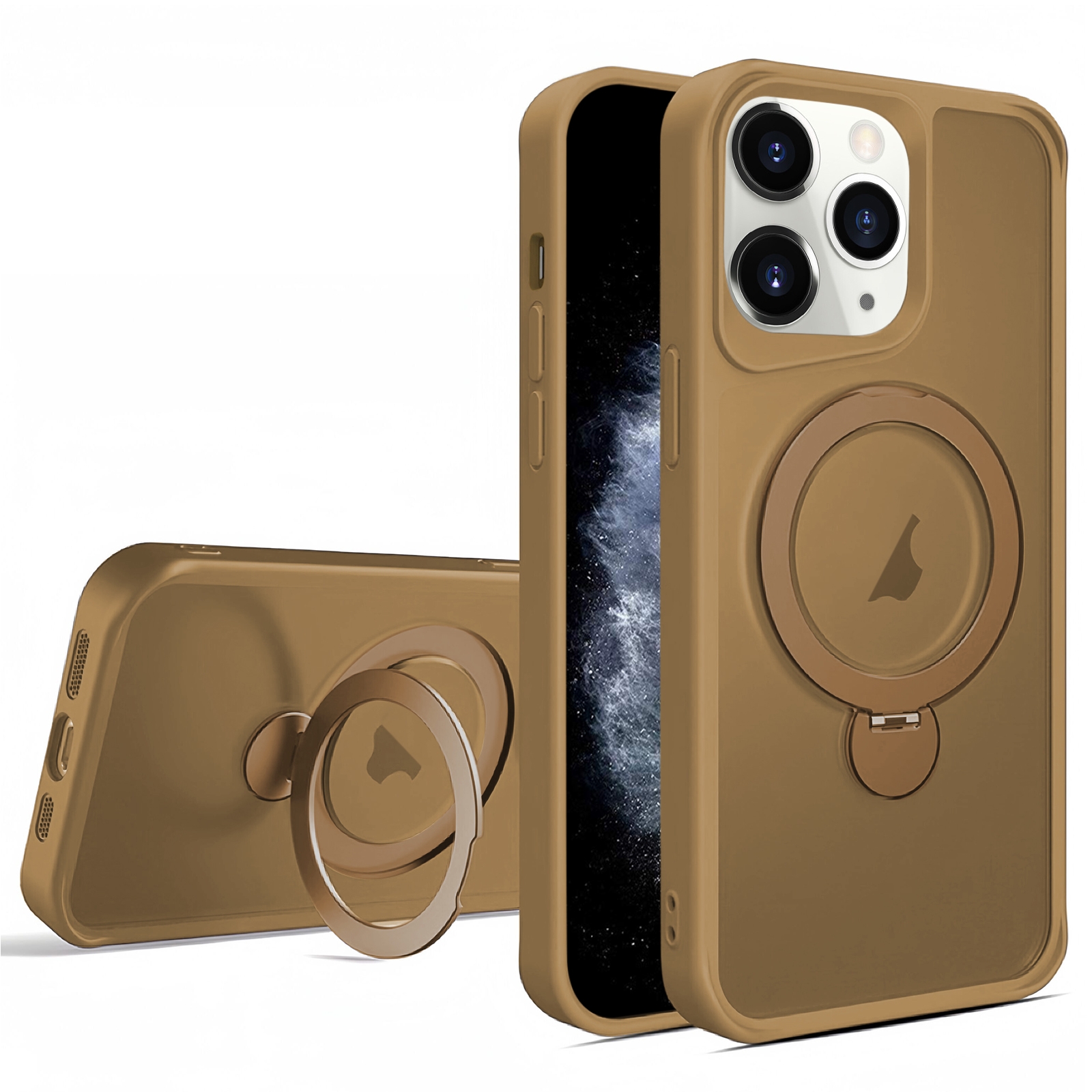 For iPhone 11 Pro Max Invisible Fulcrum Holder MagSafe Phone Case(Gold) - Shopkiz.com