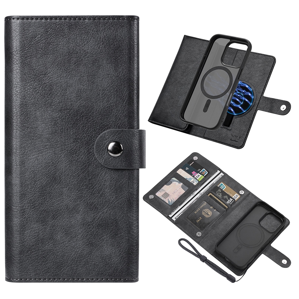 For iPhone 16 Pro ViLi GVA Series MagSafe Magnetic RFID Leather Phone Case(Black) - Shopkiz.com