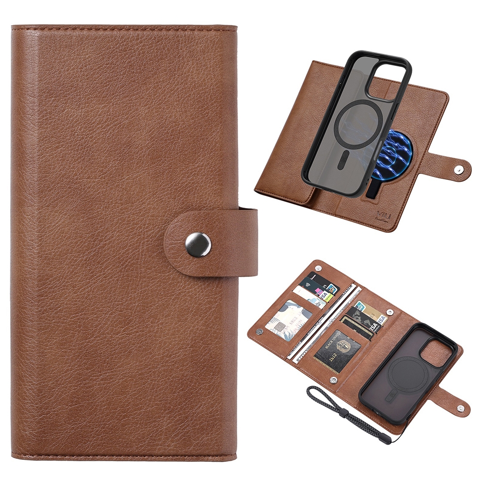 For iPhone 16 Pro ViLi GVA Series MagSafe Magnetic RFID Leather Phone Case(Brown) - Shopkiz.com