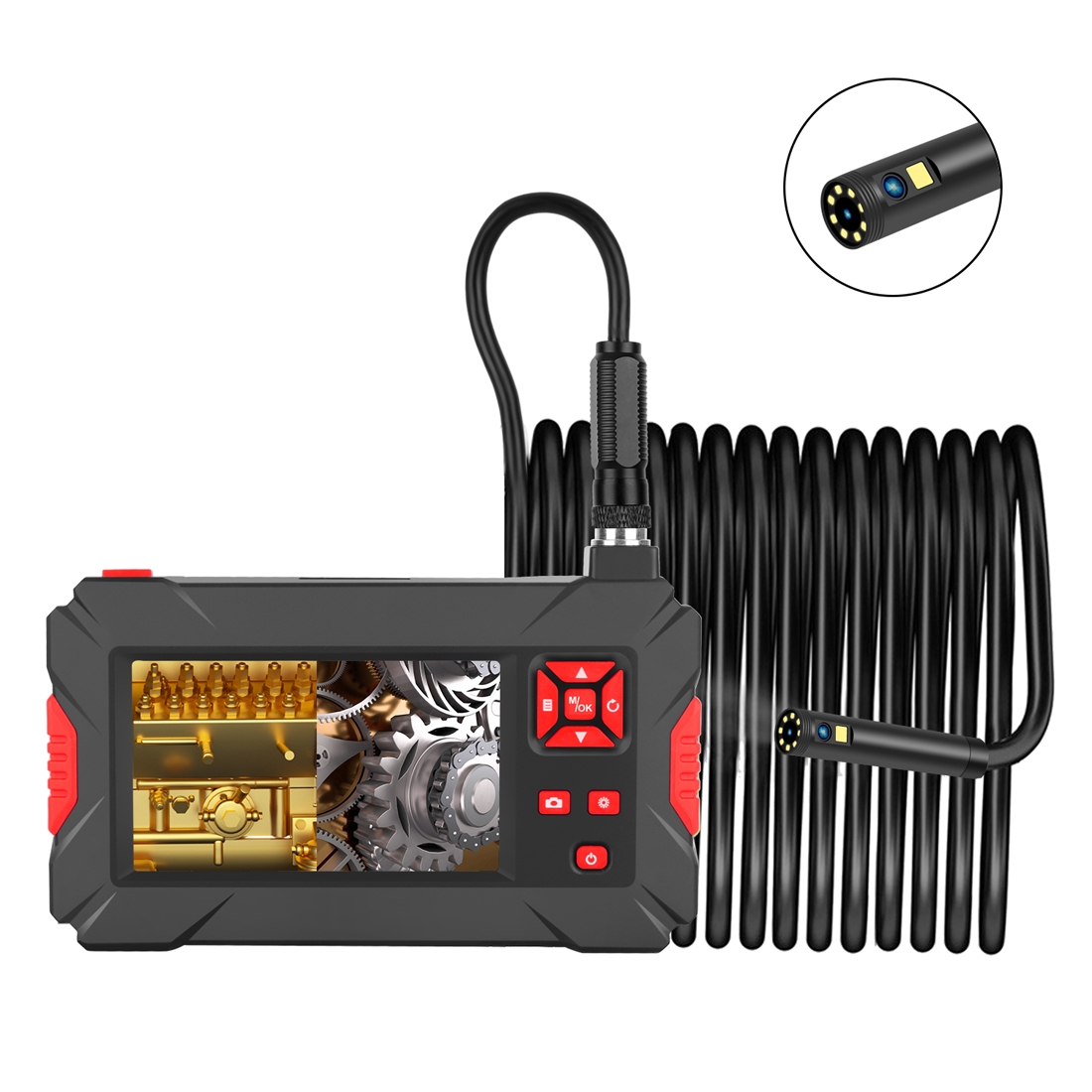 P30 8mm 1080P IP68 Waterproof 4.3 inch Screen Dual Camera Digital Endoscope, Length:5m Hard Cable(Black) - Shopkiz.com