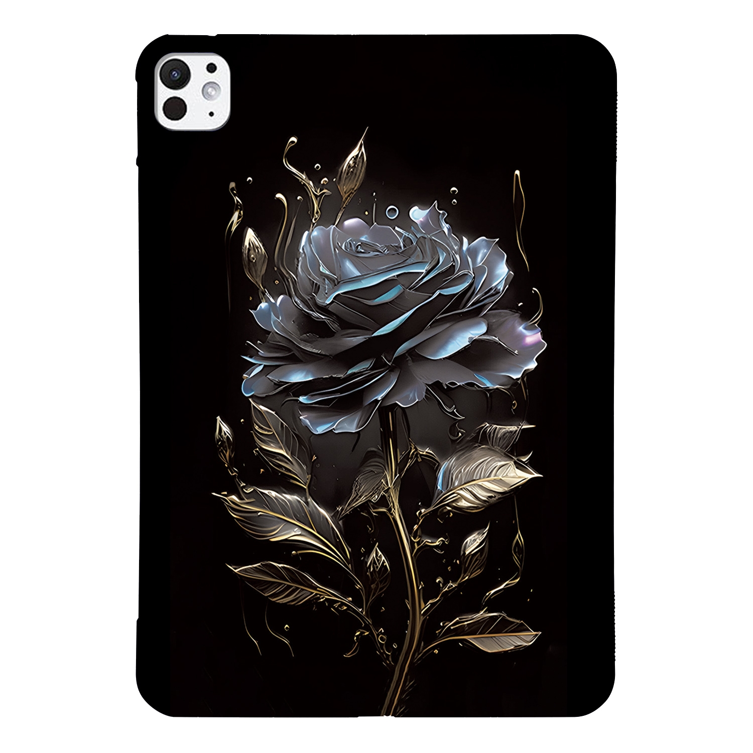 For iPad Pro 13 2025 / 2024 Color Painting Pattern Smart Tablet TPU Case(Black Rose) - Shopkiz.com
