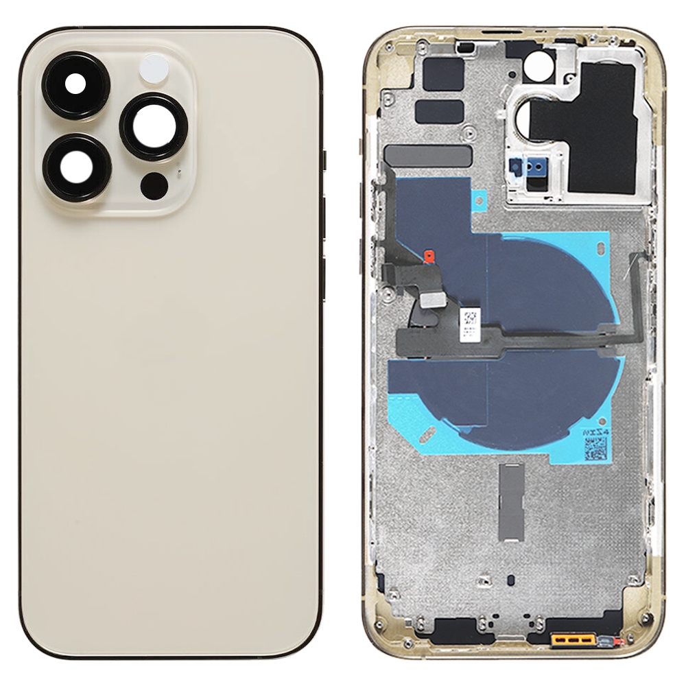 For iPhone 14 Pro Max Battery Back Cover with Power + Volume Flex Cable + Wireless Charging Module, Version:US Version(Gold) - Shopkiz.com