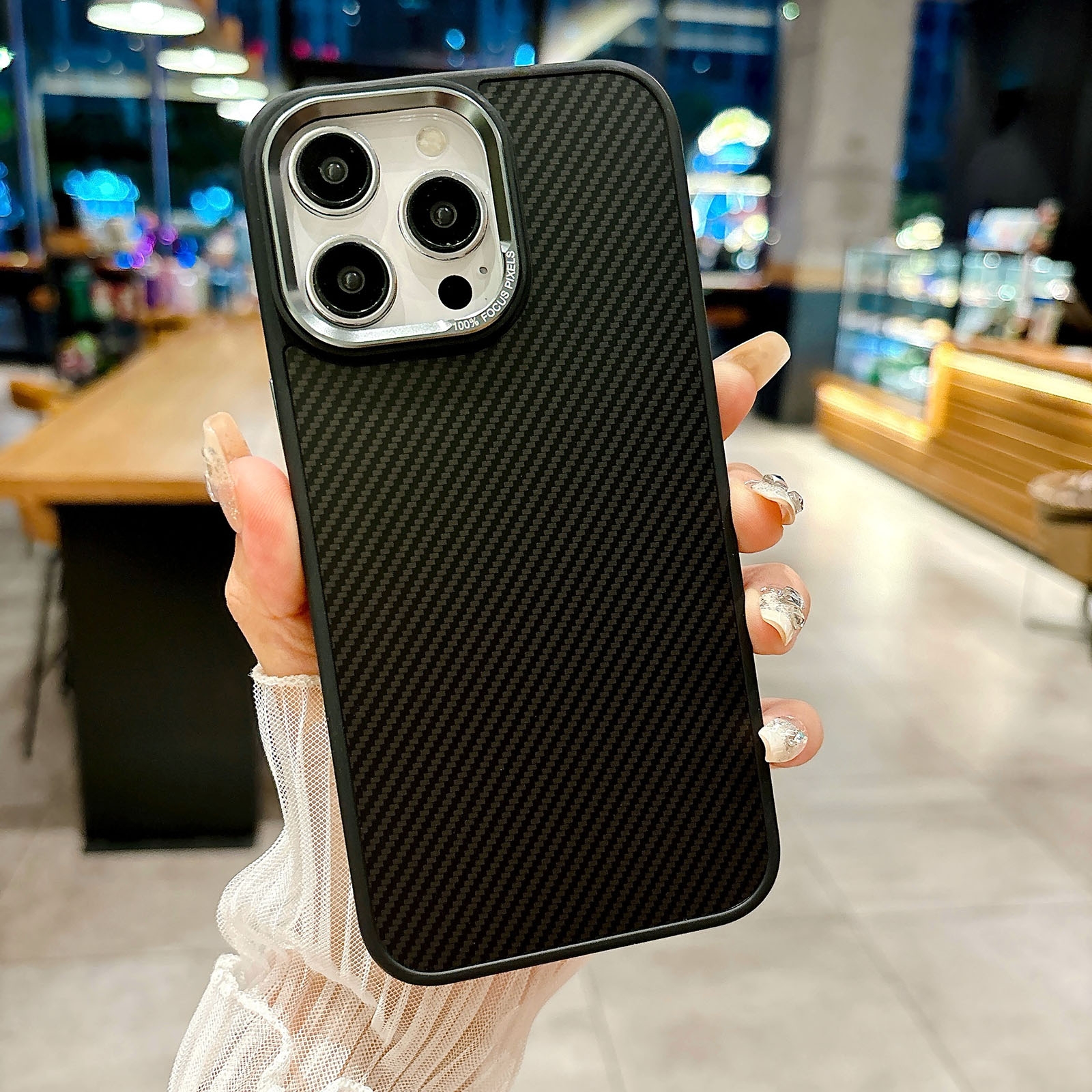 For iPhone 15 Pro Max Carbon Fiber Texture MagSafe Magnetic Shockproof Phone Case(Black) - Shopkiz.com