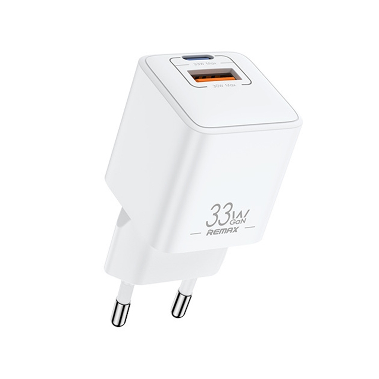 REMAX RP-U26 33W USB+USB-C / Type-C GaN Fast Charging Charger, Specification:EU Plug(White) - Shopkiz.com