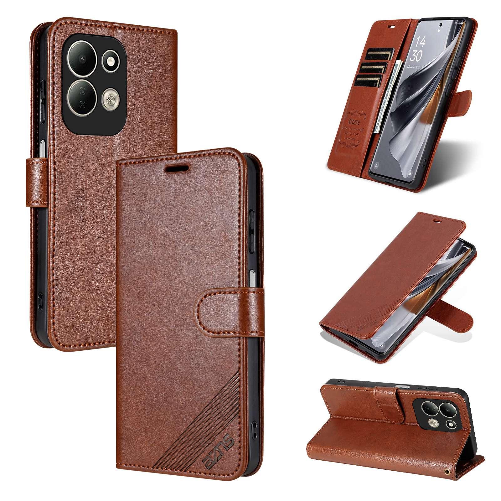 For Redmi 17 5G Global 170mm AZNS Sheepskin Texture Flip Leather Phone Case(Brown) - Shopkiz.com