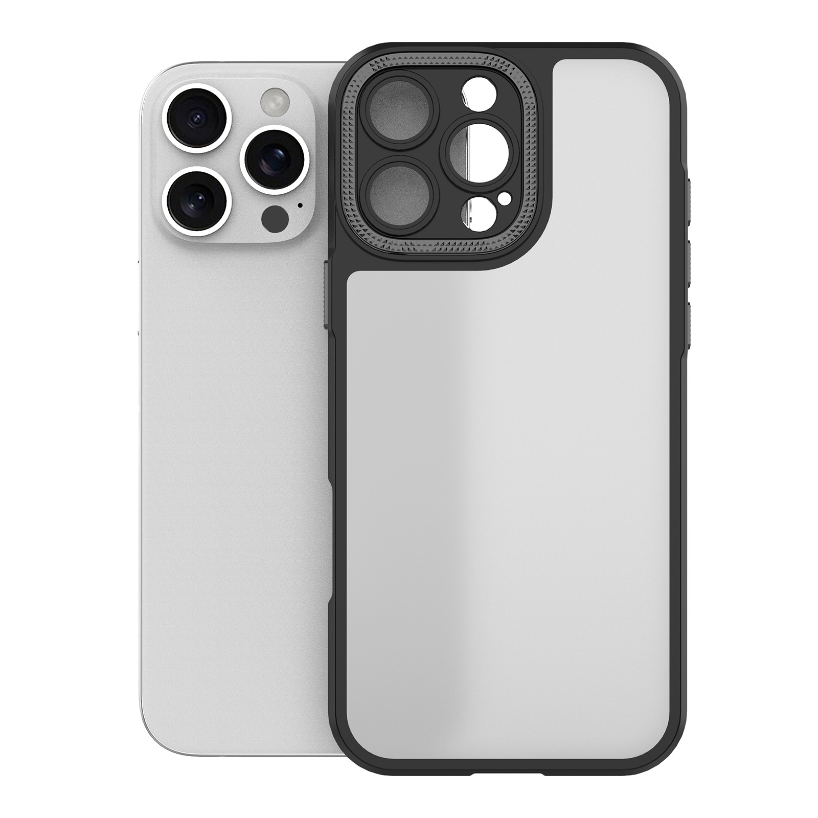 For iPhone 16 Pro Max Bodyguard Micro Matte PC Hybrid TPU Phone Case(Black) - Shopkiz.com