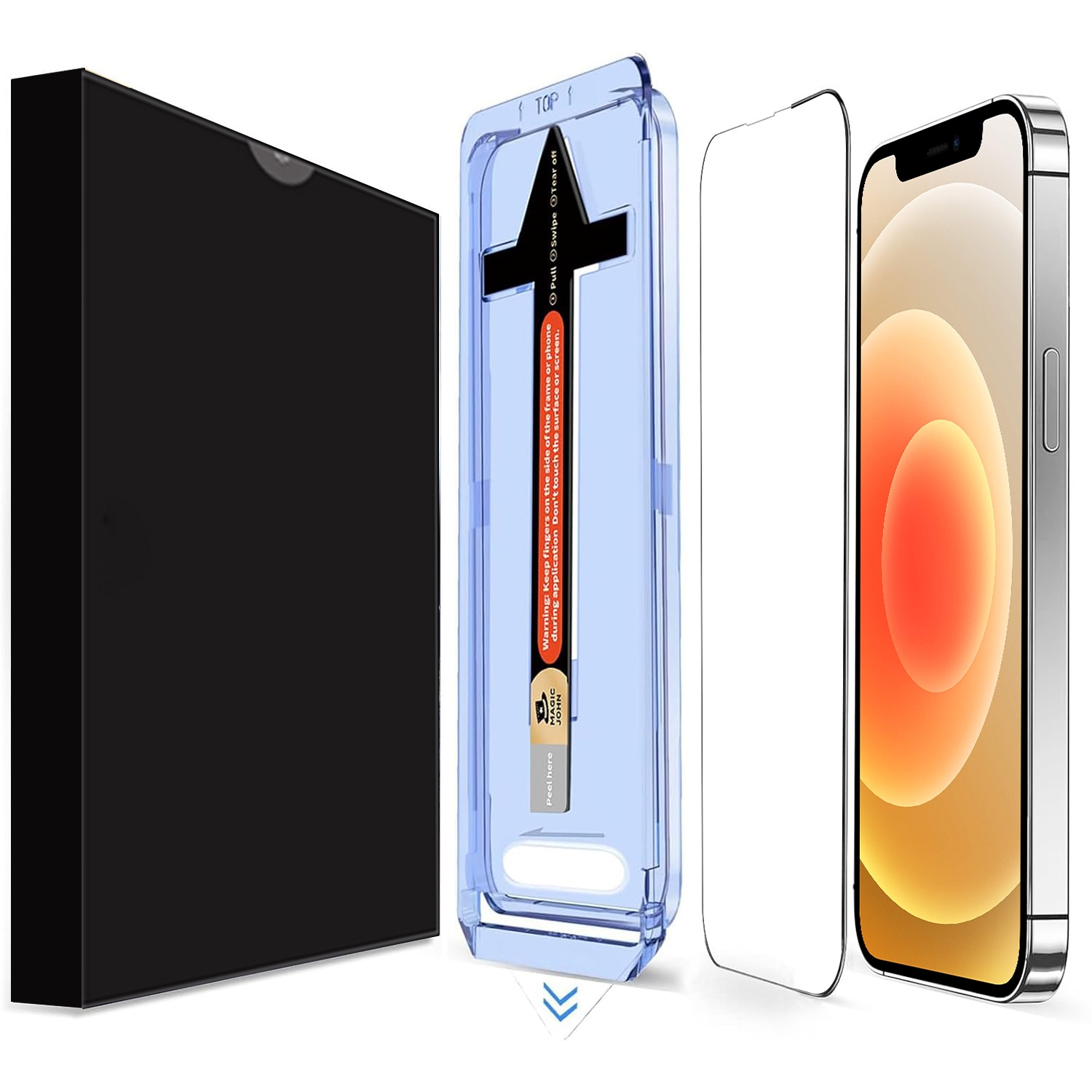 For iPhone 12 mini LK Easy Install HD Tempered Glass Film(Black) - Shopkiz.com