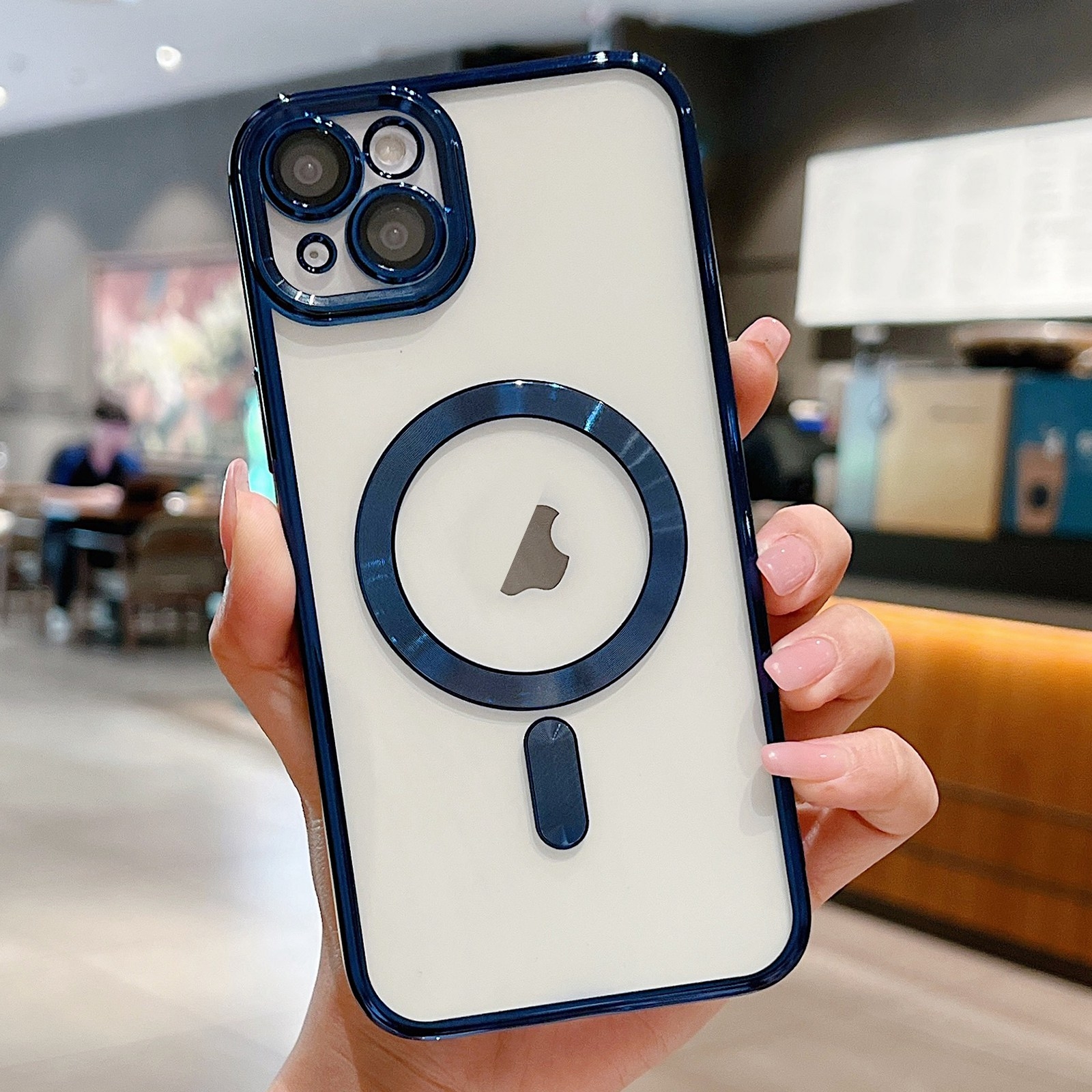 For iPhone 14 Electroplating MagSafe Phone Case(Dark Blue) - Shopkiz.com