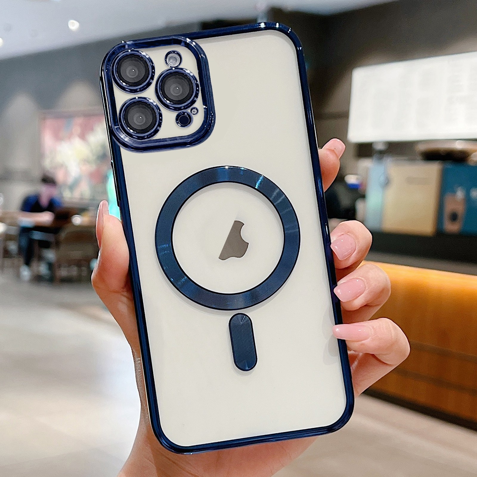 For iPhone 14 Pro Electroplating MagSafe Phone Case(Dark Blue) - Shopkiz.com
