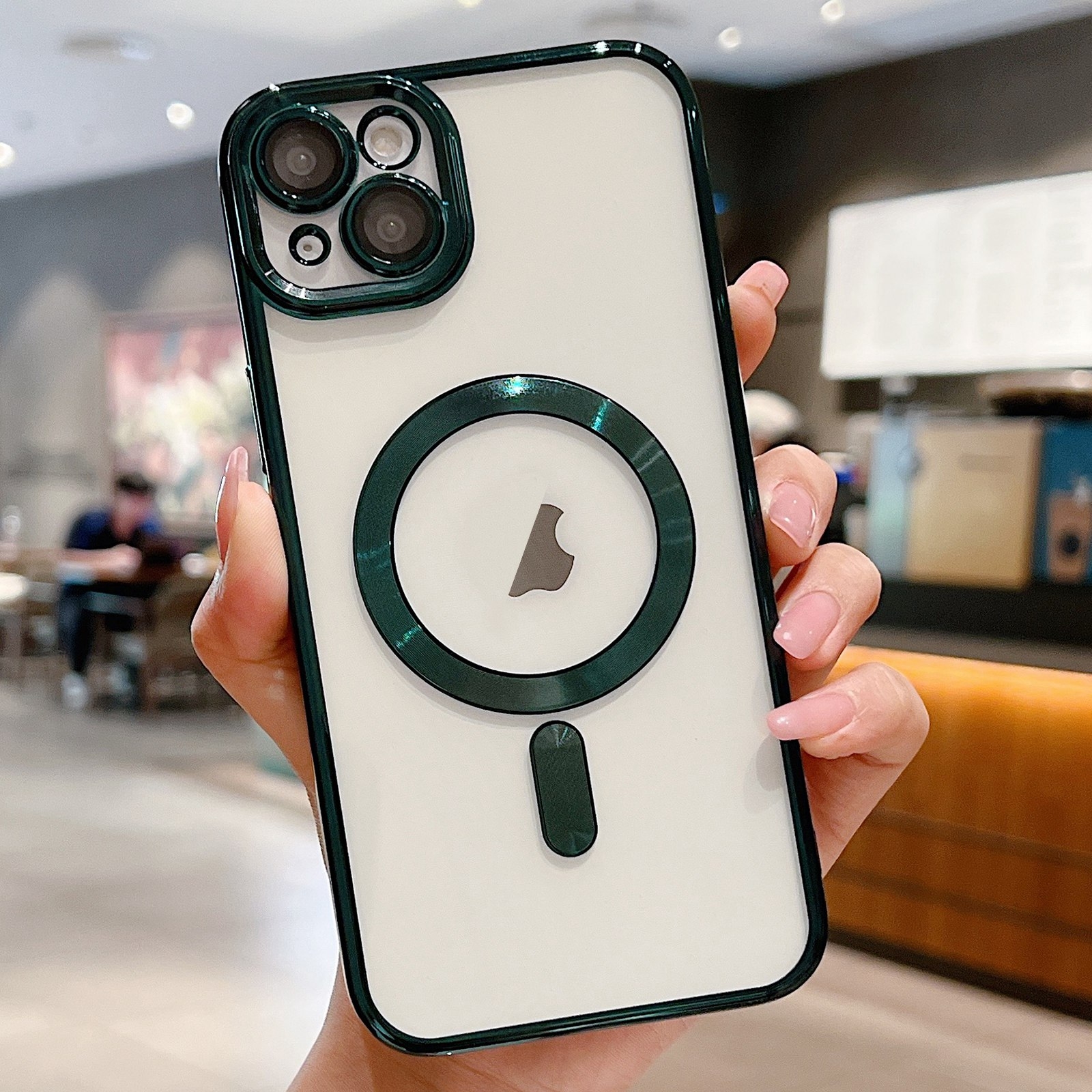 For iPhone 15 Electroplating MagSafe Phone Case(Dark Green) - Shopkiz.com
