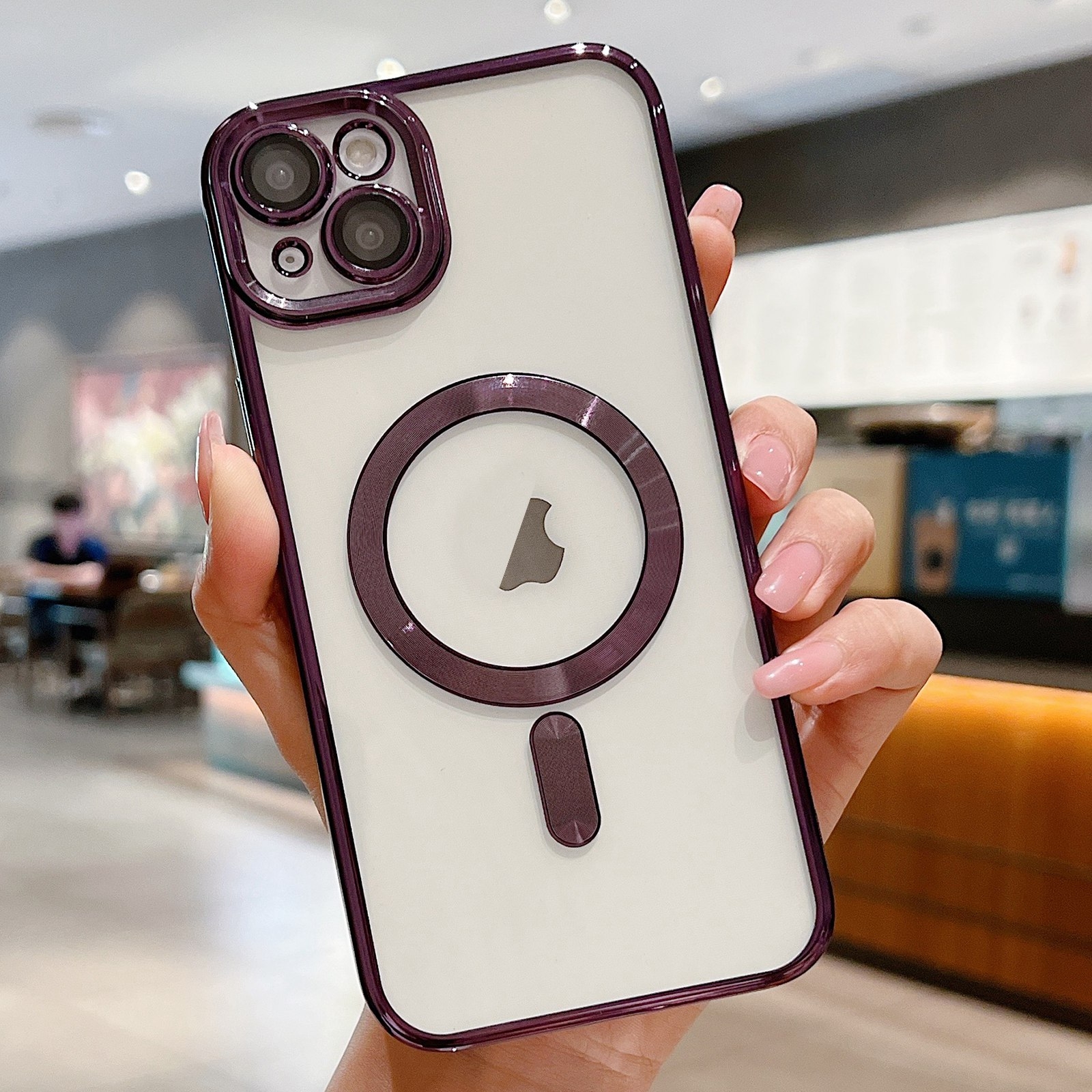 For iPhone 15 Plus Electroplating MagSafe Phone Case(Dark Purple) - Shopkiz.com