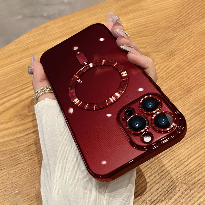 For iPhone 15 Pro Max Electroplating MagSafe Phone Case(Red) - Shopkiz.com