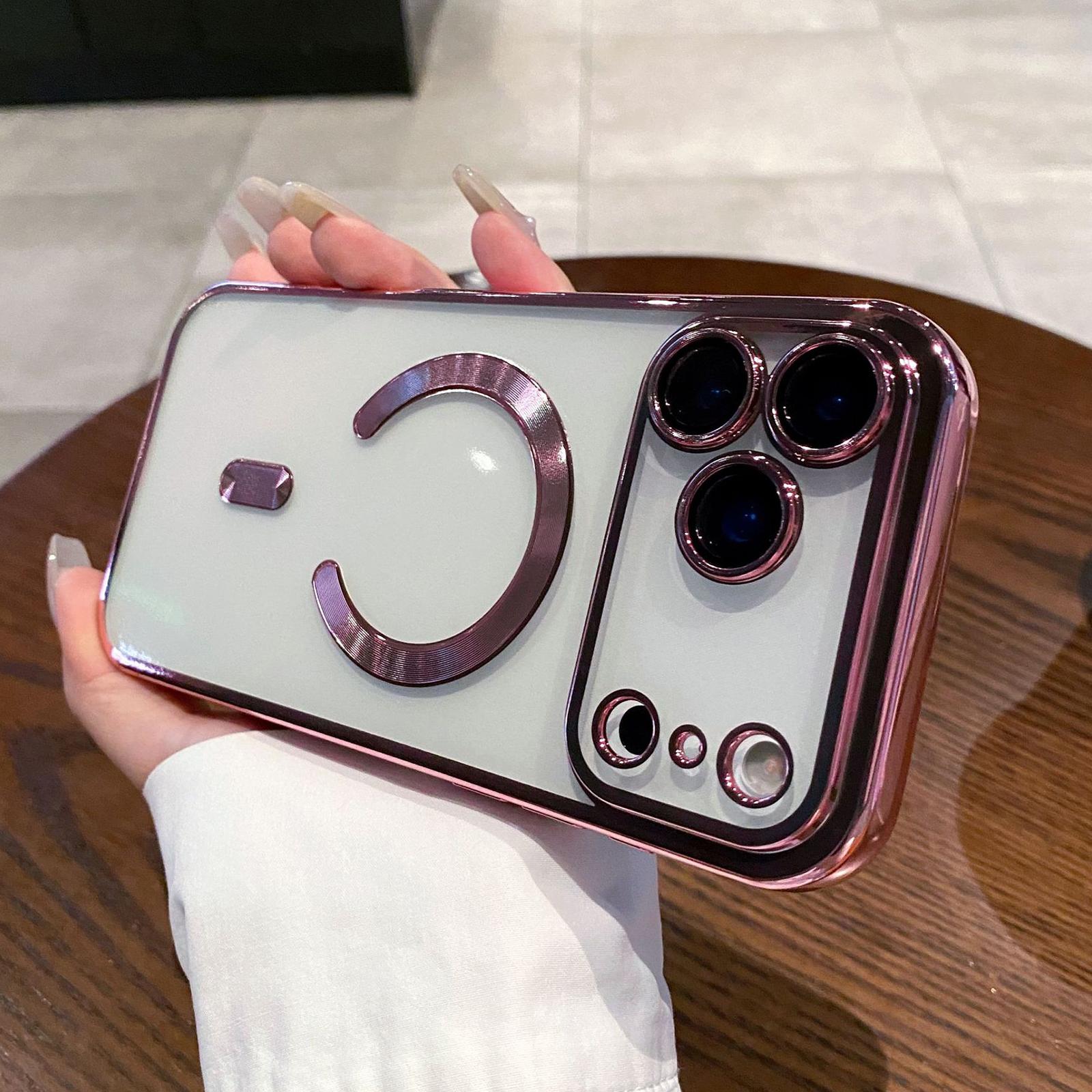 For iPhone 17 Pro Max Electroplating MagSafe Phone Case(Pink) - Shopkiz.com