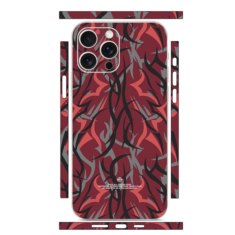 For iPhone 15 Pro All-inclusive PET Phone Decal Adhesive Sticker(Red Lines) - Shopkiz.com