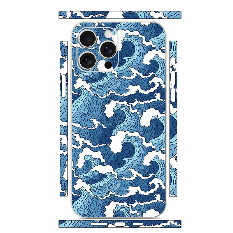 For iPhone 15 Pro All-inclusive PET Phone Decal Adhesive Sticker(Waves) - Shopkiz.com
