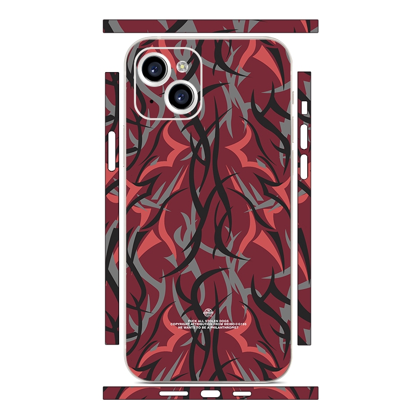 For iPhone 14 Plus All-inclusive PET Phone Decal Adhesive Sticker(Red Lines) - Shopkiz.com