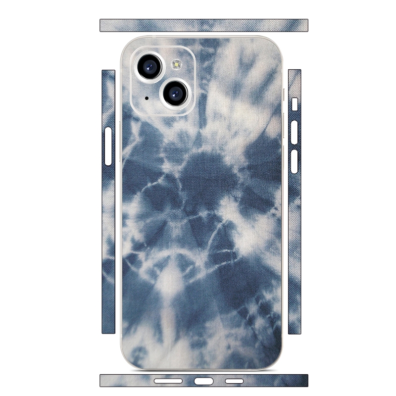 For iPhone 14 All-inclusive PET Phone Decal Adhesive Sticker(Dark Blue White) - Shopkiz.com