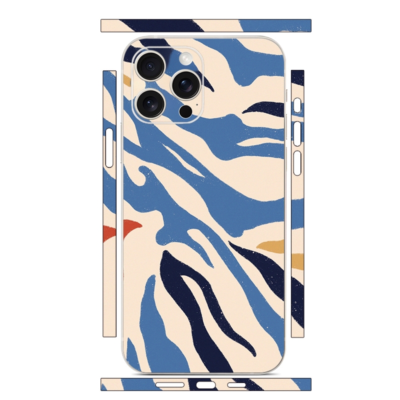 For iPhone 14 Pro All-inclusive PET Phone Decal Adhesive Sticker(Blue White Stripe) - Shopkiz.com