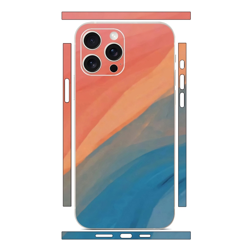 For iPhone 14 Pro All-inclusive PET Phone Decal Adhesive Sticker(Blue Orange) - Shopkiz.com