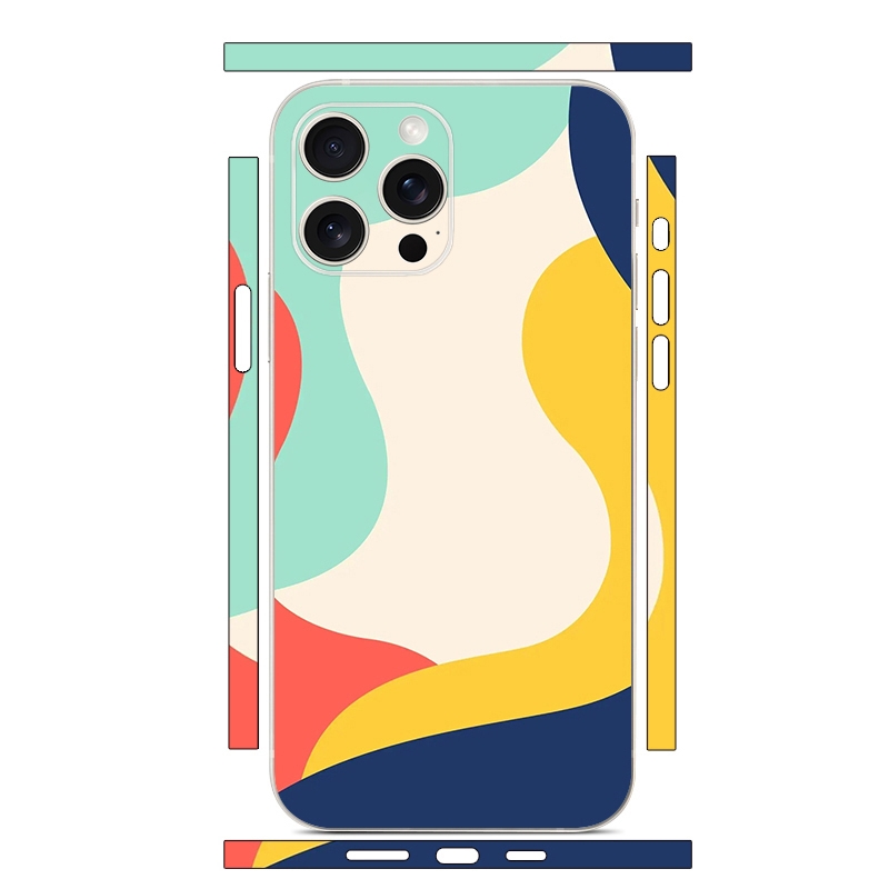 For iPhone 14 Pro Max All-inclusive PET Phone Decal Adhesive Sticker(White Yellow) - Shopkiz.com
