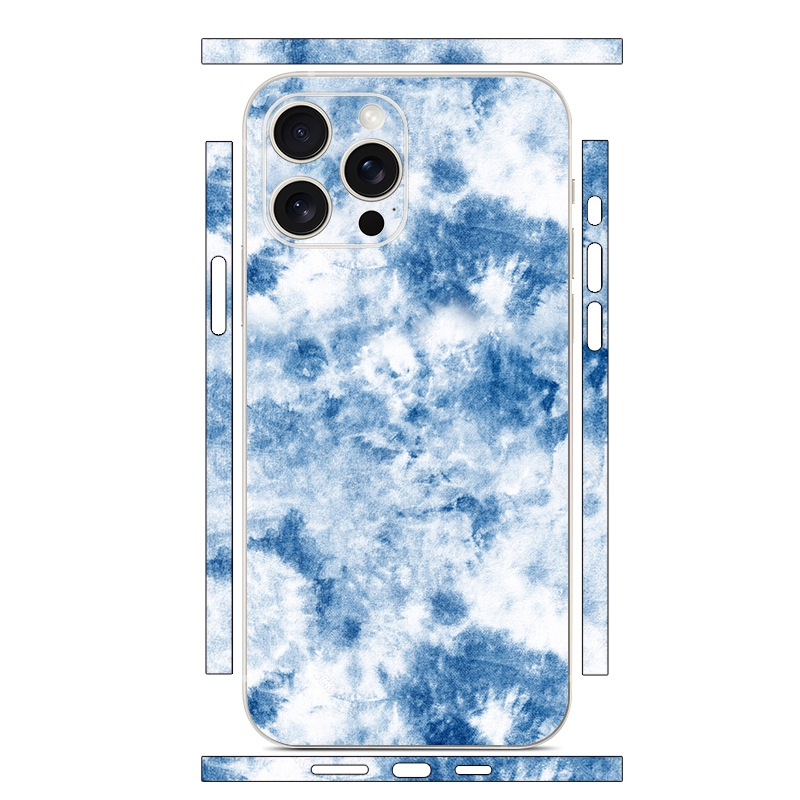 For iPhone 13 Pro Max All-inclusive PET Phone Decal Adhesive Sticker(Light Blue White) - Shopkiz.com