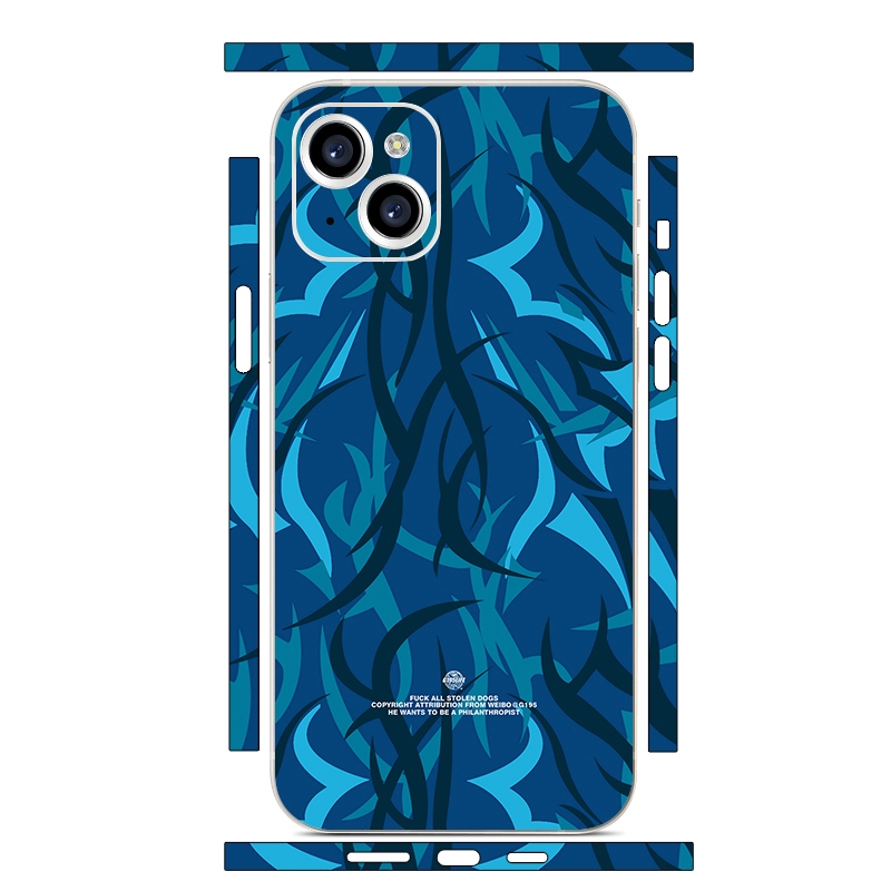 For iPhone 13 All-inclusive PET Phone Decal Adhesive Sticker(Blue Lines) - Shopkiz.com
