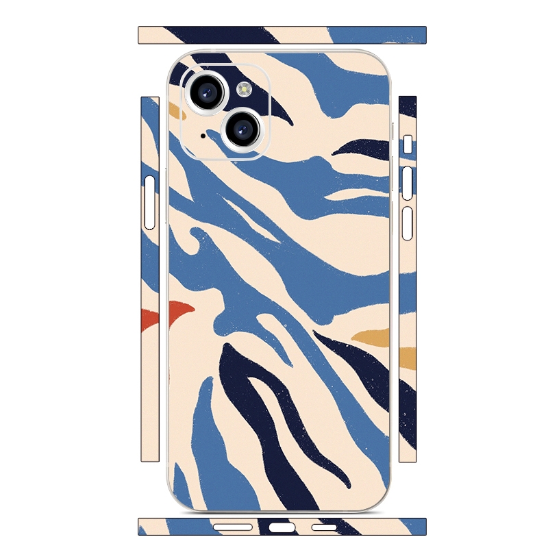 For iPhone 13 All-inclusive PET Phone Decal Adhesive Sticker(Blue White Stripe) - Shopkiz.com