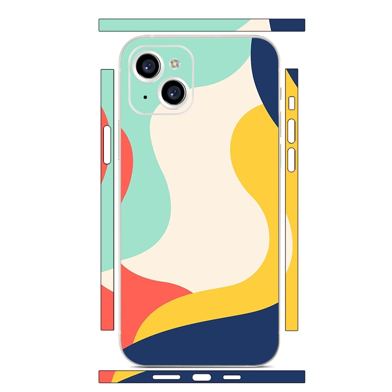 For iPhone 13 All-inclusive PET Phone Decal Adhesive Sticker(White Yellow) - Shopkiz.com