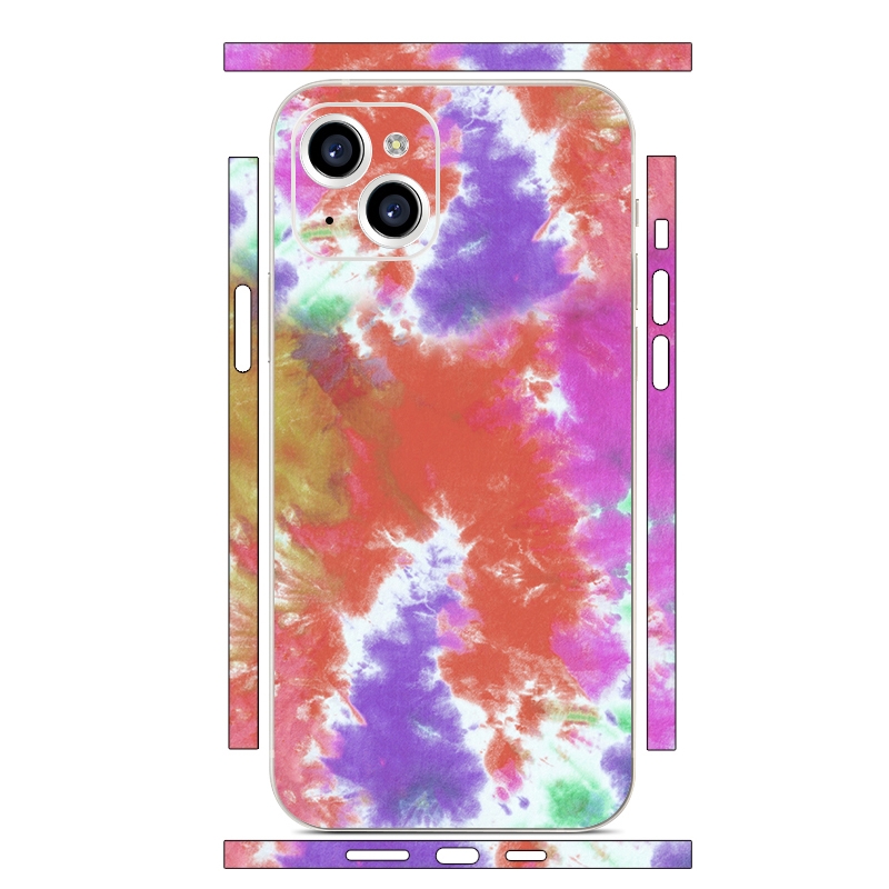 For iPhone 13 mini All-inclusive PET Phone Decal Adhesive Sticker(Orange Purple) - Shopkiz.com