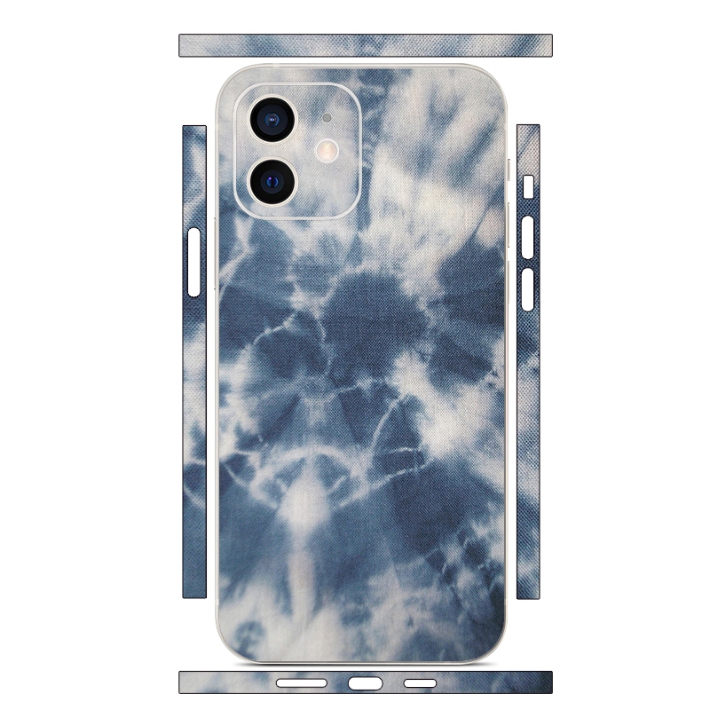 For iPhone 12 All-inclusive PET Phone Decal Adhesive Sticker(Dark Blue White) - Shopkiz.com