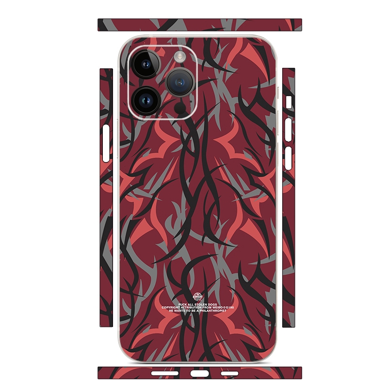 For iPhone 12 Pro Max All-inclusive PET Phone Decal Adhesive Sticker(Red Lines) - Shopkiz.com