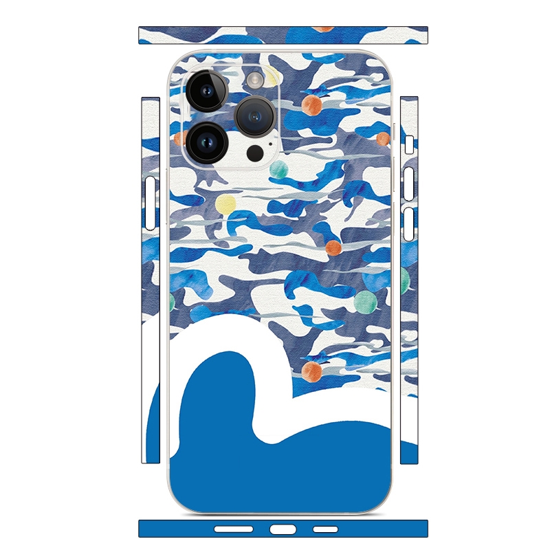 For iPhone 12 Pro Max All-inclusive PET Phone Decal Adhesive Sticker(Blue Ripples) - Shopkiz.com