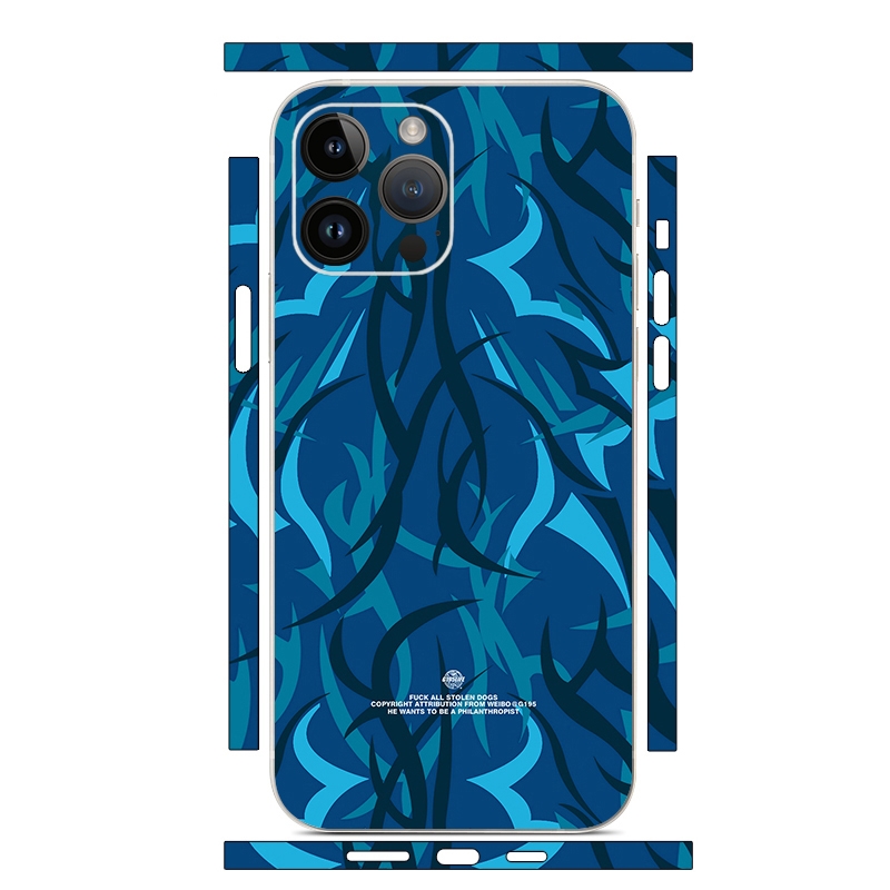 For iPhone 12 Pro All-inclusive PET Phone Decal Adhesive Sticker(Blue Lines) - Shopkiz.com