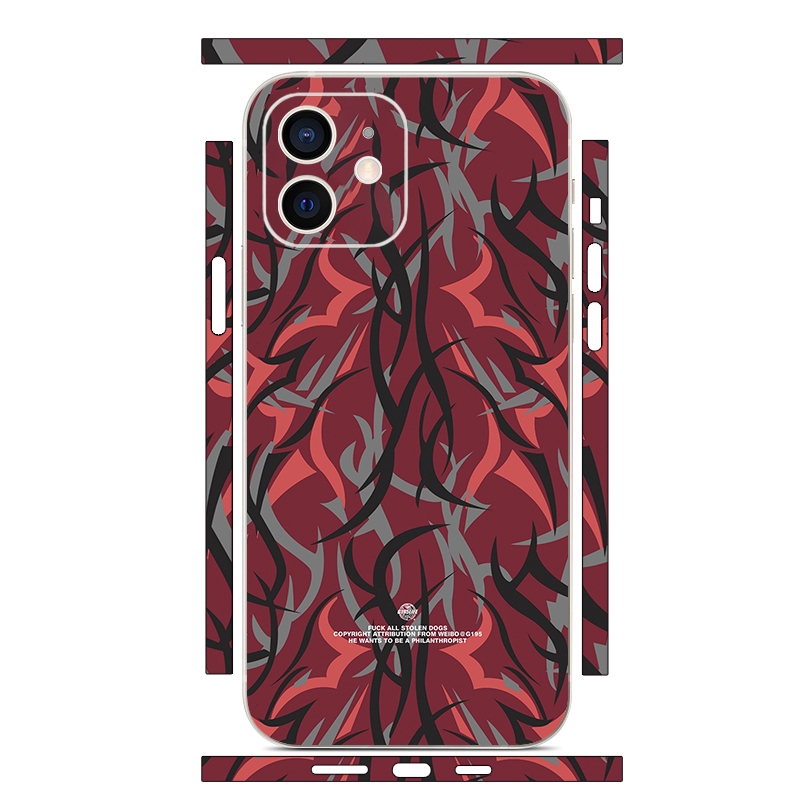 For iPhone 12 mini All-inclusive PET Phone Decal Adhesive Sticker(Red Lines) - Shopkiz.com