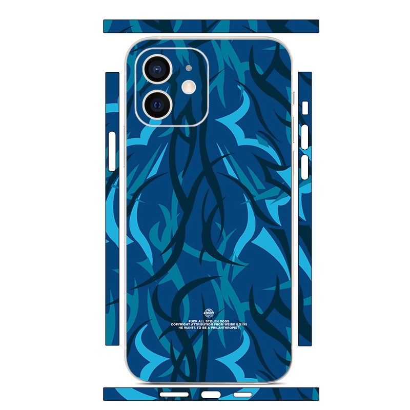 For iPhone 12 mini All-inclusive PET Phone Decal Adhesive Sticker(Blue Lines) - Shopkiz.com