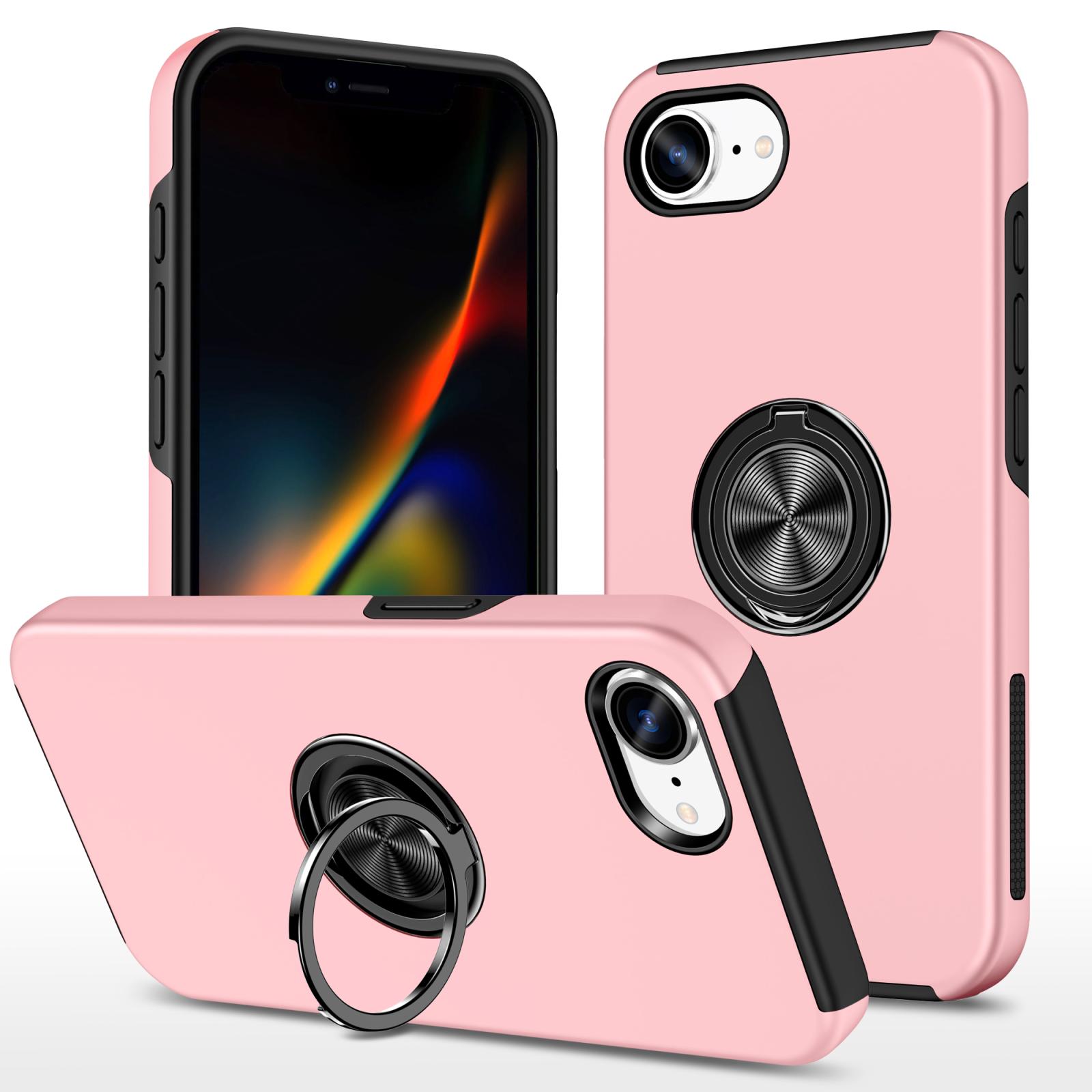 For iPhone 17e / 16e PC + TPU Magnetic Phone Case with Invisible Ring Holder(Rose Gold) - Shopkiz.com