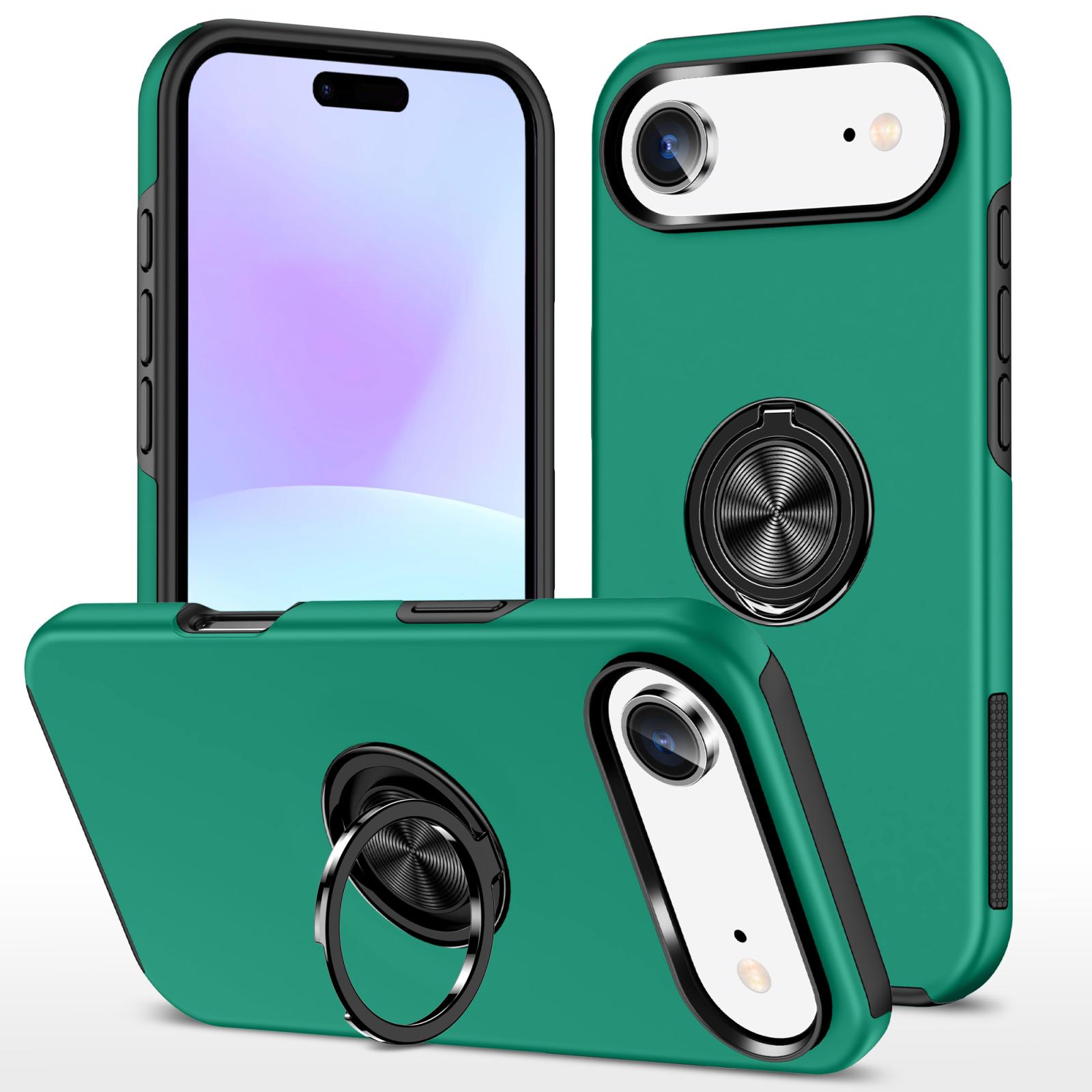For iPhone Air PC + TPU Magnetic Phone Case with Invisible Ring Holder(Dark Green) - Shopkiz.com