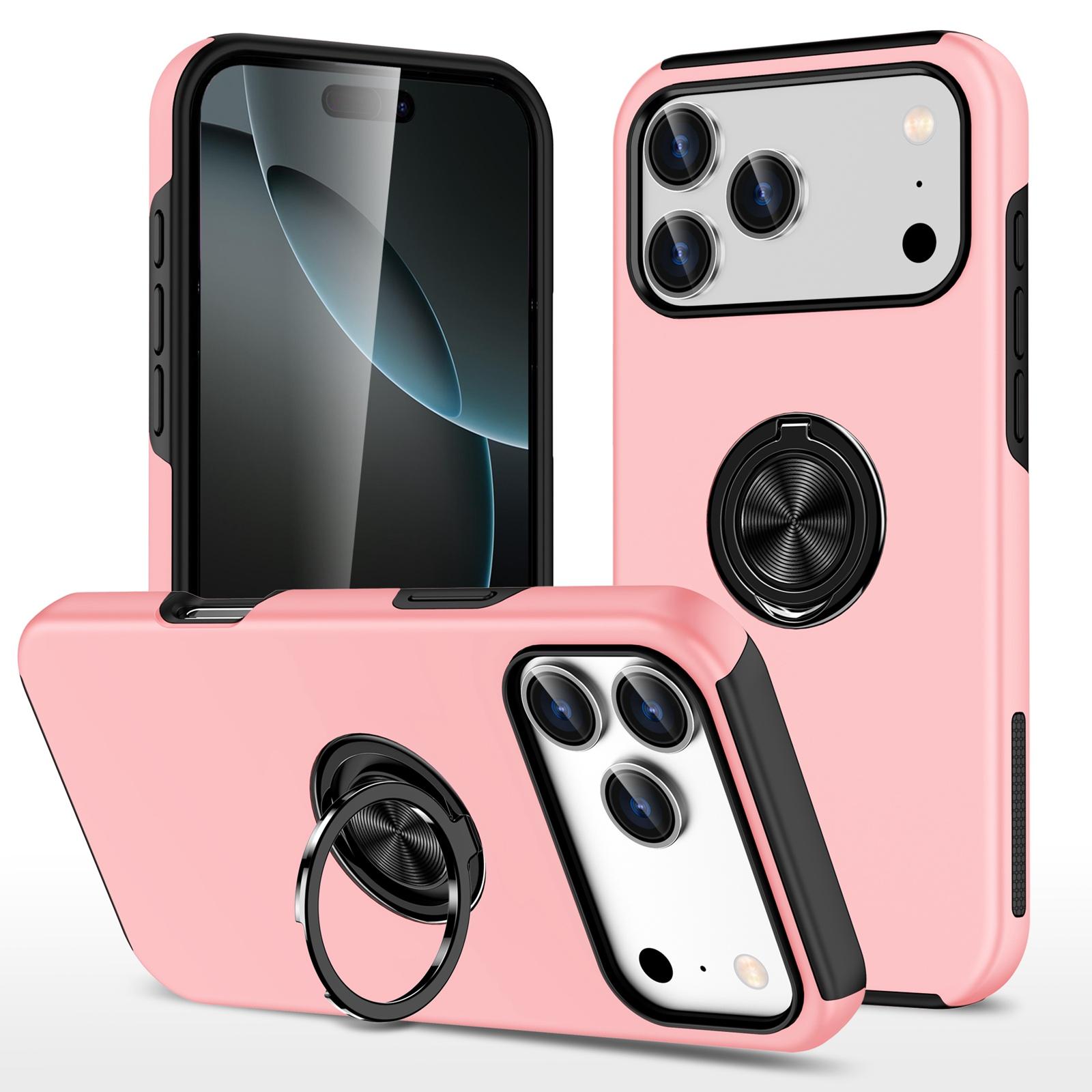 For iPhone 18 Pro Max PC + TPU Magnetic Phone Case with Invisible Ring Holder(Rose Gold) - Shopkiz.com