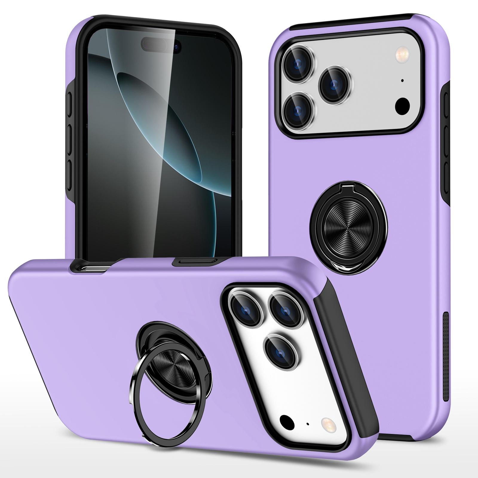 For iPhone 17 Pro PC + TPU Magnetic Phone Case with Invisible Ring Holder(Purple) - Shopkiz.com