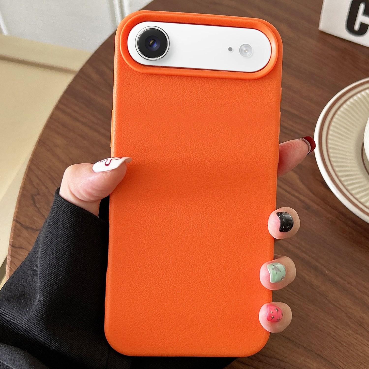 For iPhone Air Leather Texture TPU Full Coverage Phone Case(Orange) - Shopkiz.com