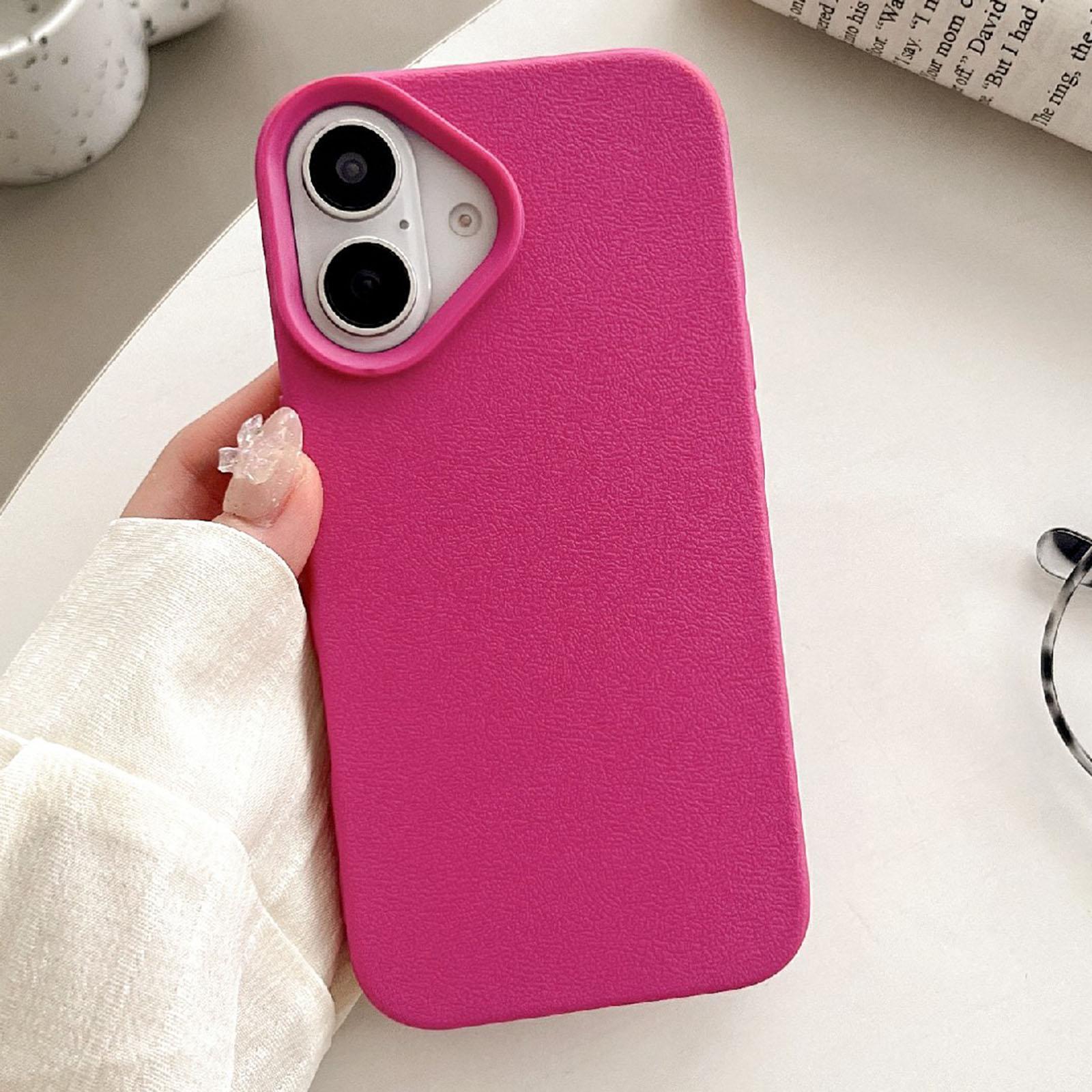For iPhone 18 Leather Texture TPU Full Coverage Phone Case(Rose Red) - Shopkiz.com
