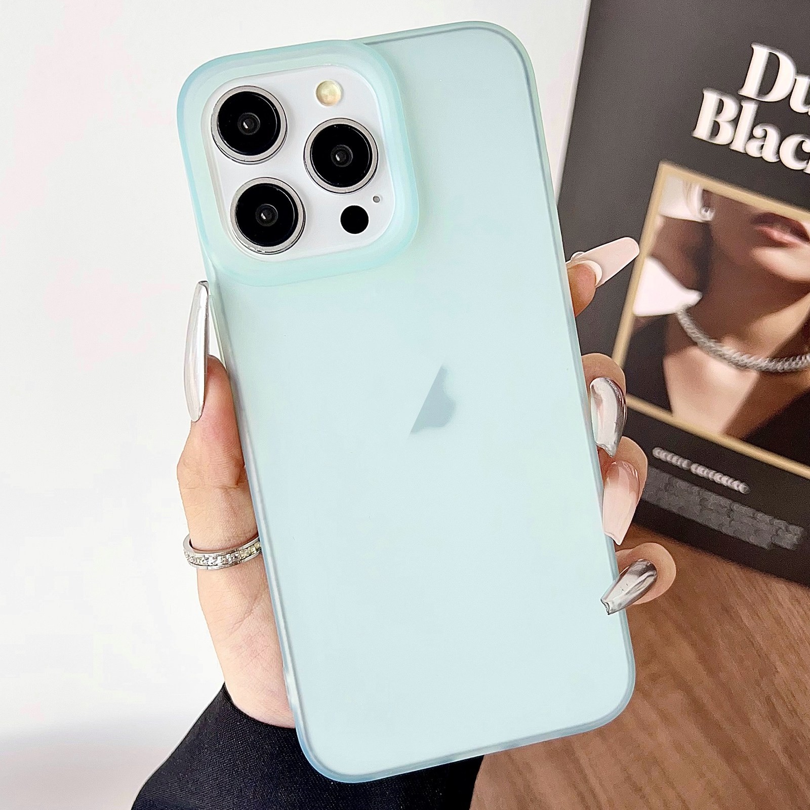 For iPhone 13 Pro Max Frosted Translucent TPU Full Coverage Phone Case(Light Green) - Shopkiz.com