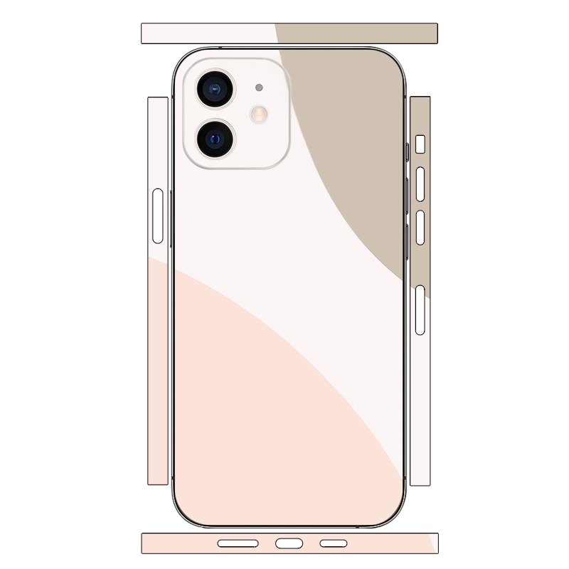 For iPhone 12 Geometric Style All-inclusive PET Phone Decal Adhesive Sticker(White Grey) - Shopkiz.com