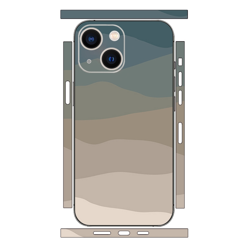 For iPhone 13 Geometric Style All-inclusive PET Phone Decal Adhesive Sticker(Mountains) - Shopkiz.com