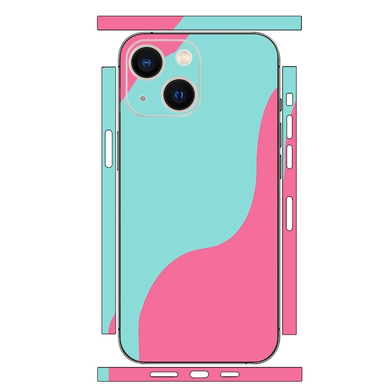 For iPhone 13 mini Geometric Style All-inclusive PET Phone Decal Adhesive Sticker(Cyan-blue) - Shopkiz.com